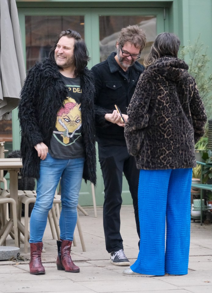 Noel Fielding with his wife and a friend.