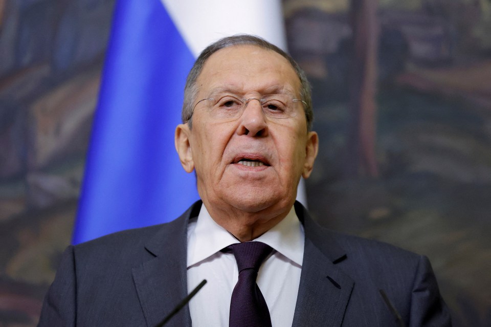 Sergei Lavrov speaking at a press conference.