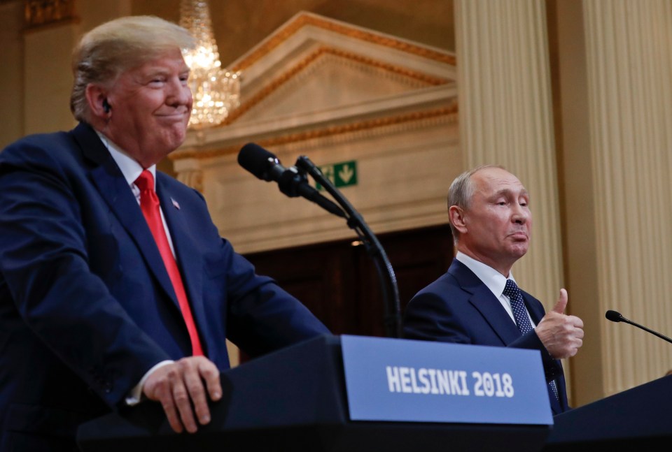 President Trump and President Putin at a joint news conference in Helsinki.