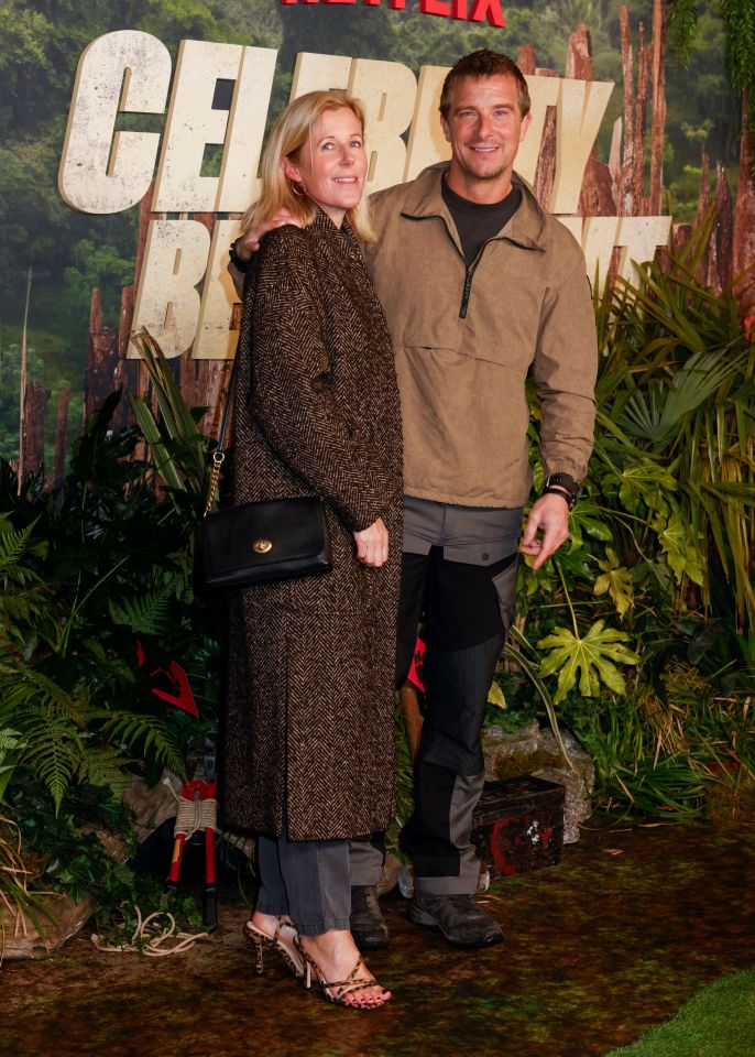 Shara and Bear Grylls at the Netflix's Celebrity Bear Hunt screening.