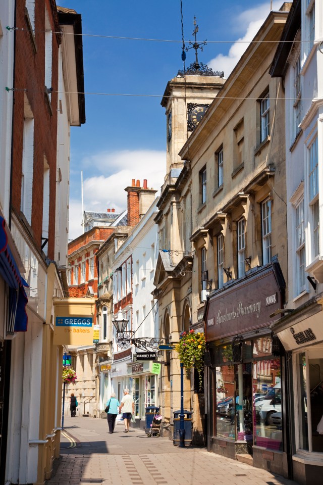 Shopping street in Devizes, Wiltshire.
