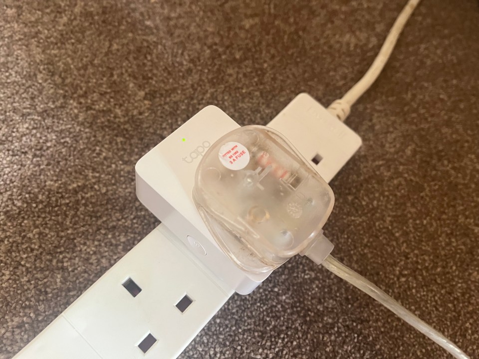 Tapo smart plug in a power strip.