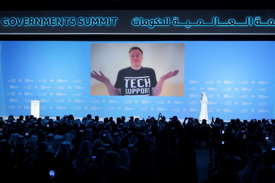 Elon Musk giving a virtual presentation at the World Governments Summit.