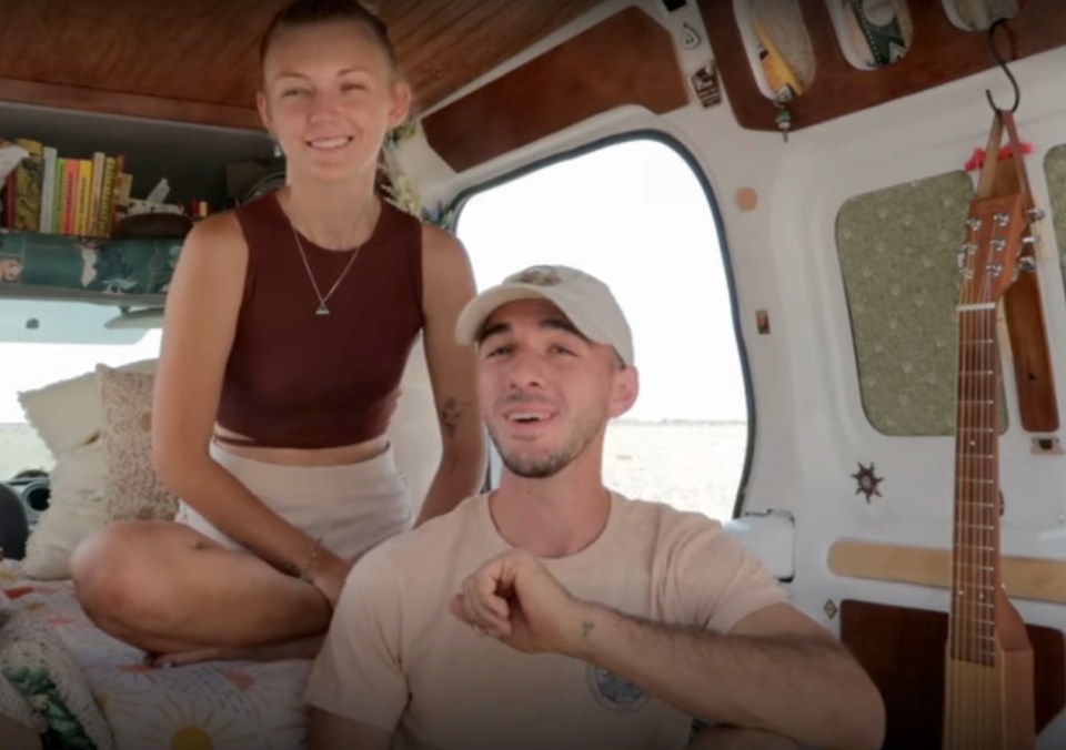 Gabby Petito and Brian Laundrie in a van.
