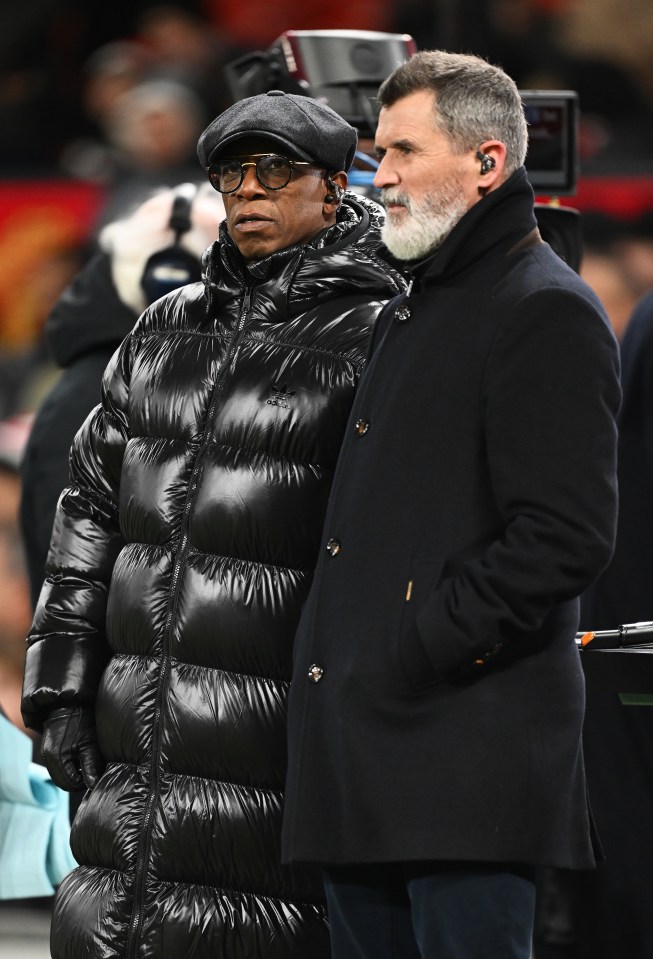 Ian Wright and Roy Keane at a soccer match.