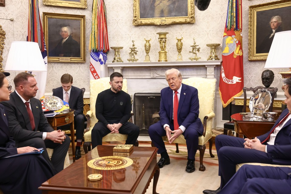 Donald Trump and Volodymyr Zelenskyy meeting in the Oval Office.