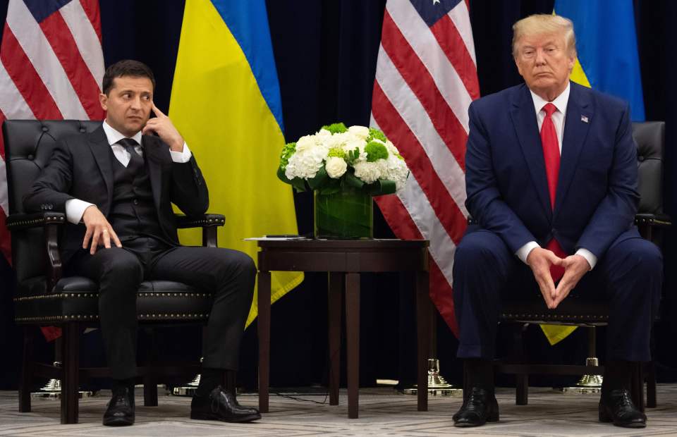 Presidents Trump and Zelenskyy seated together at a meeting.
