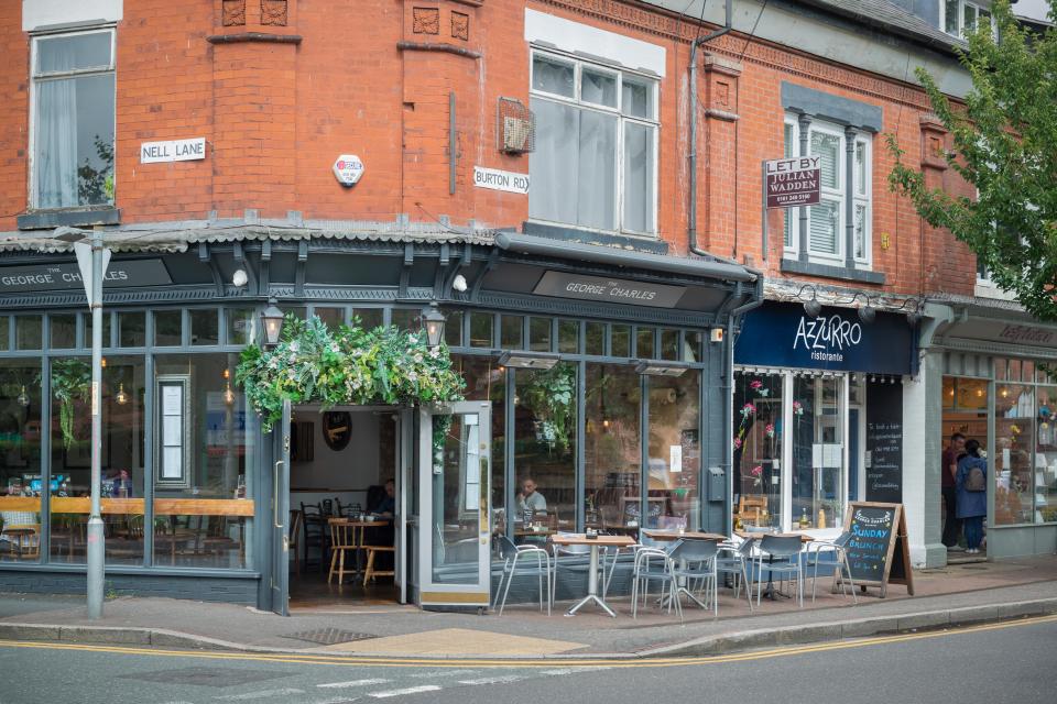 Restaurants and cafes on Burton Road, Manchester.