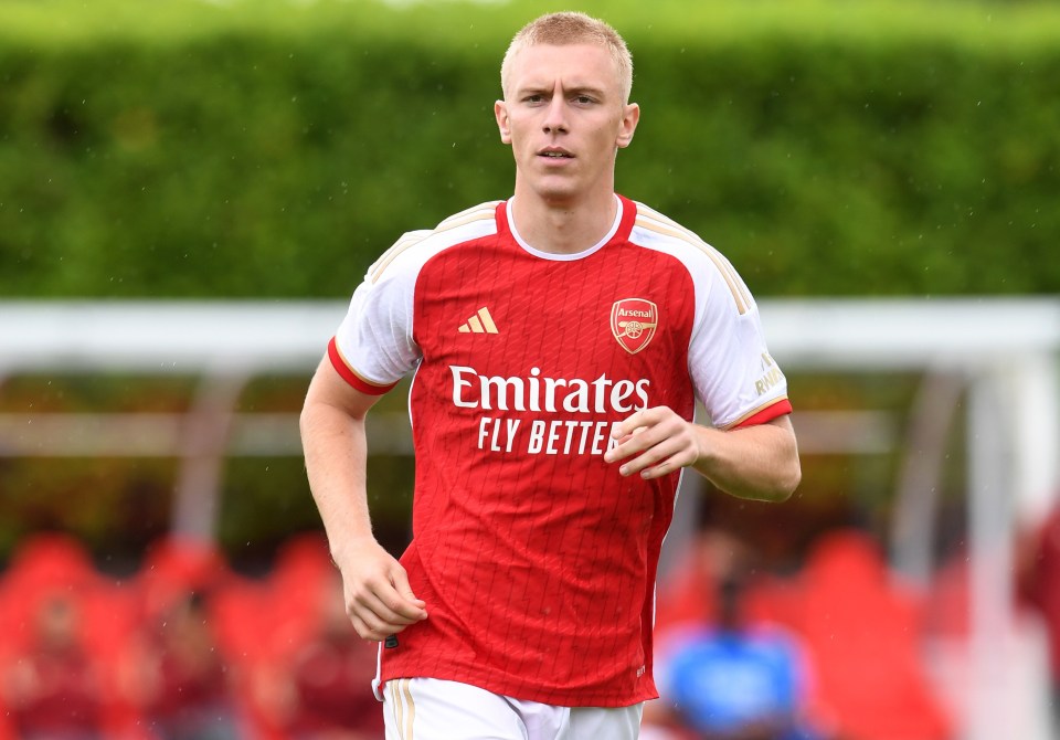 Mika Biereth of Arsenal in a pre-season friendly match.