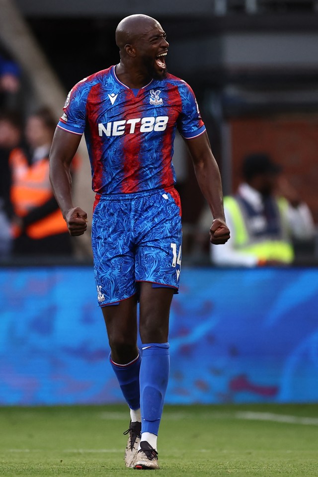 Jean-Philippe Mateta celebrating a goal.