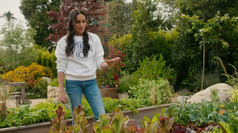 Meghan Markle in a garden.