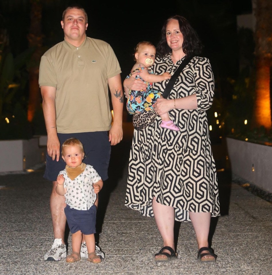 Family photo at night in Fethiye.