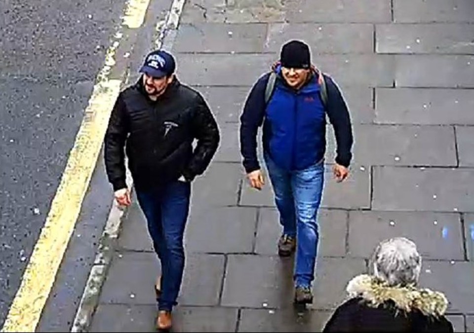 CCTV image of Alexander Petrov and Ruslan Boshirov walking down a street.