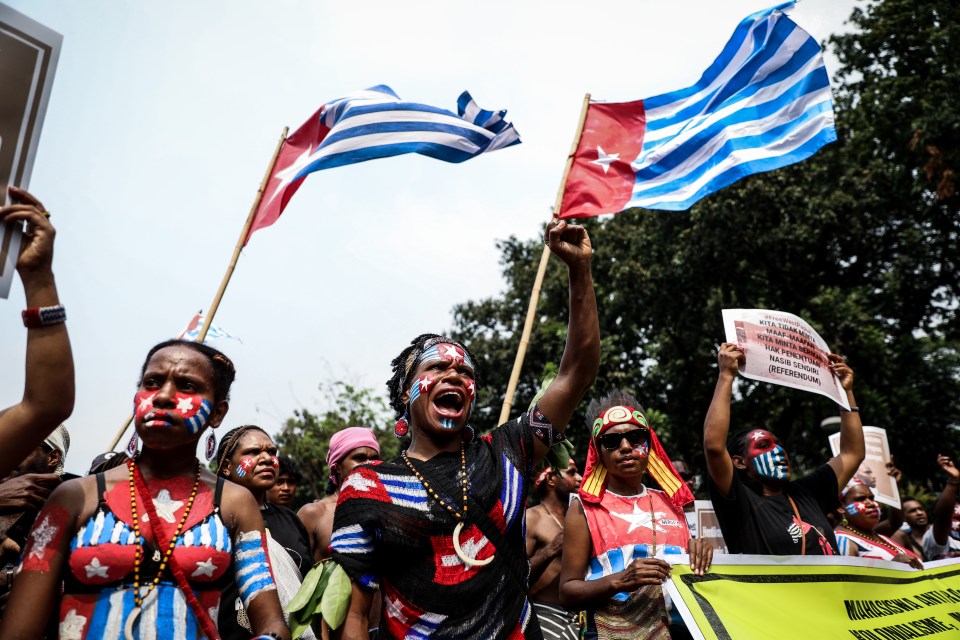Papuan students protesting in Jakarta, Indonesia.