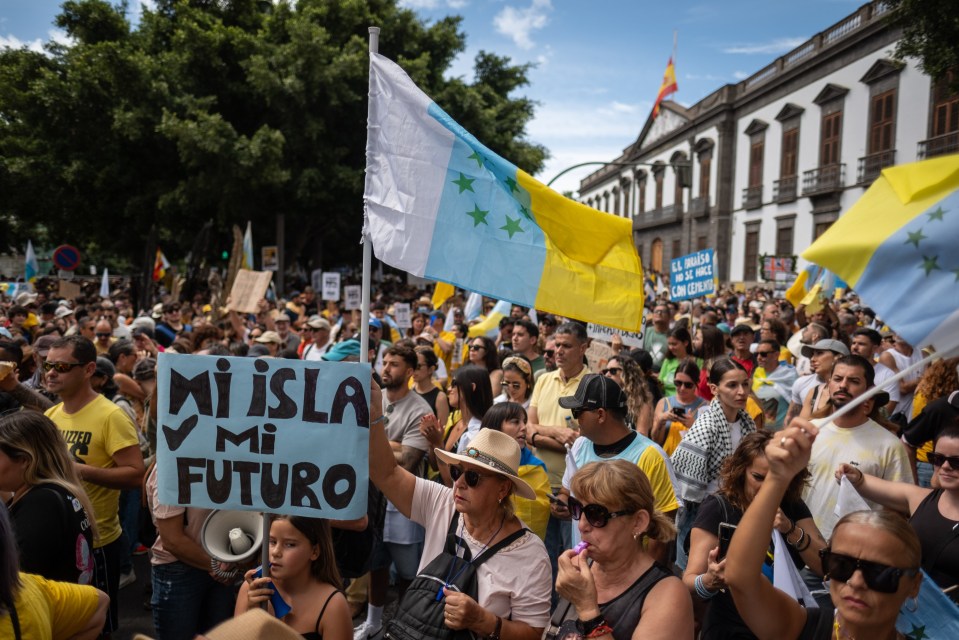 Protest against tourism policies in Tenerife.