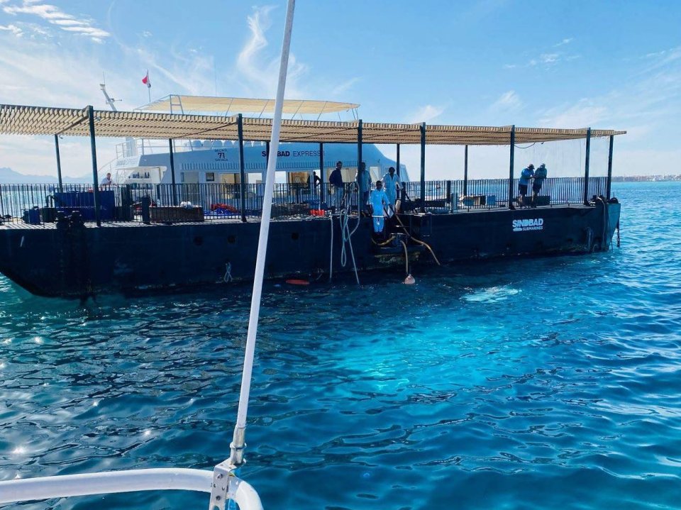 Rescue site of a sunken tourist submarine in the Red Sea.