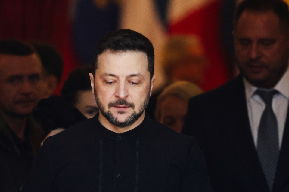 Volodymyr Zelensky leaving a summit in London.