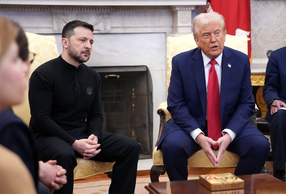 Donald Trump and Volodymyr Zelenskyy meeting in the Oval Office.