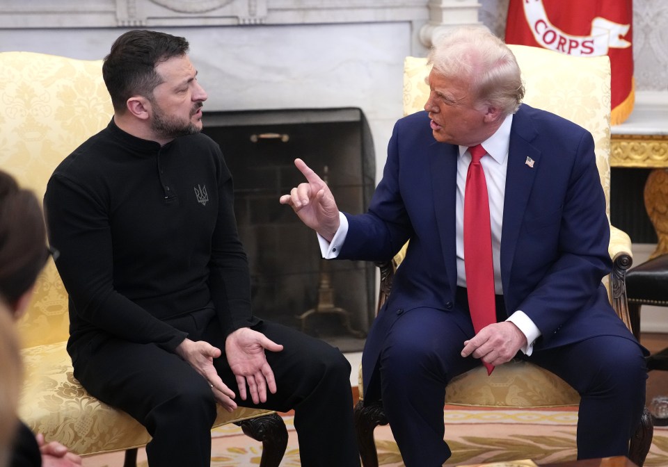 Donald Trump and Volodymyr Zelensky meeting in the Oval Office.