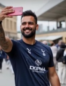 A Tottenham Hotspur player taking a selfie.