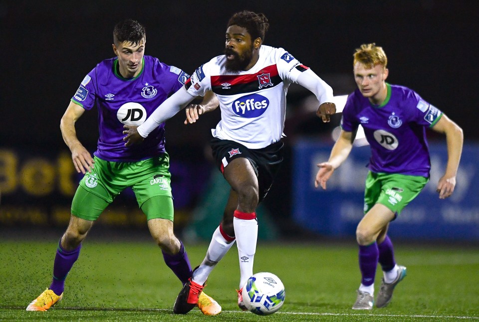 Soccer player Nathan Oduwa of Dundalk in action.