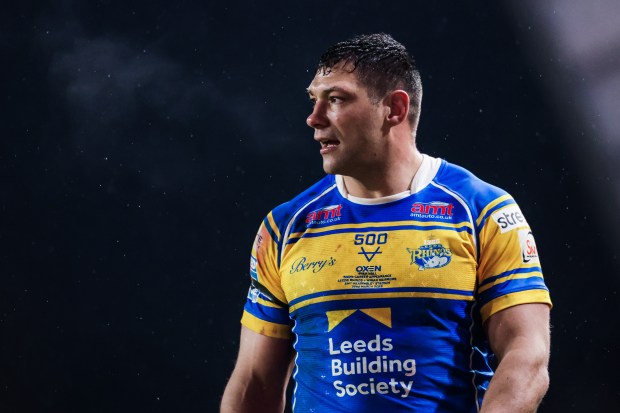 Ryan Hall of the Leeds Rhinos rugby team in his jersey.
