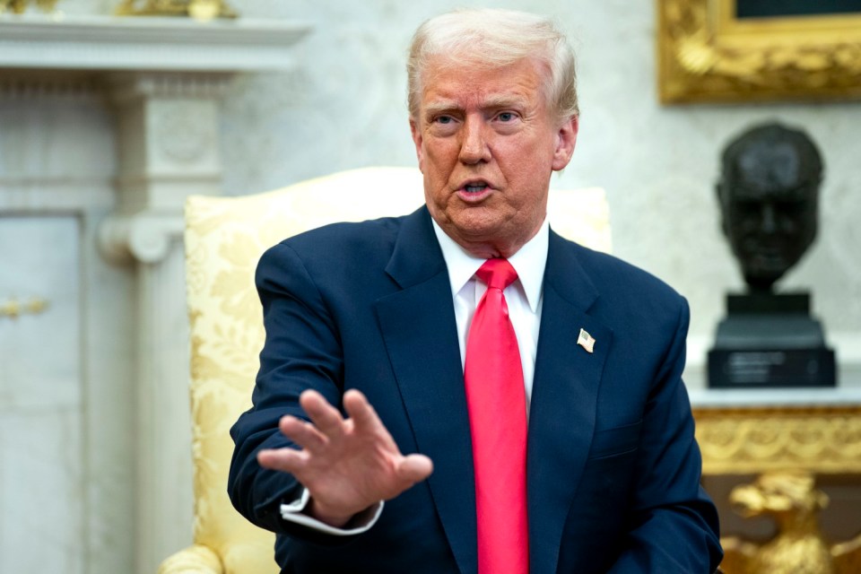 epa11958884 US President Donald Trump speaks during a meeting with Taoiseach of Ireland Micheal Martin in the Oval Office at the White House in Washington, DC, USA, 12 March 2025. EPA/BONNIE CASH / POOL