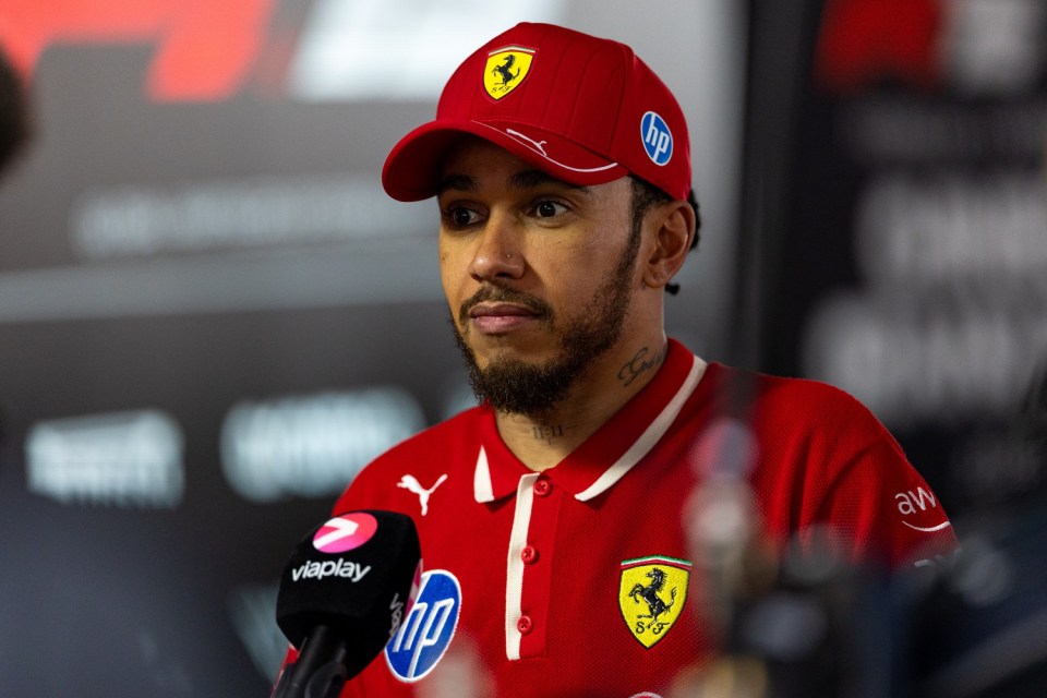 SHANGHAI, CHINA - MARCH 23: Lewis Hamilton of Great Britain and Ferrari speaks in the media pen during the F1 Grand Prix of China at Shanghai International Circuit on March 23, 2025 in Shanghai, China. (Photo by Kym Illman/Getty Images)