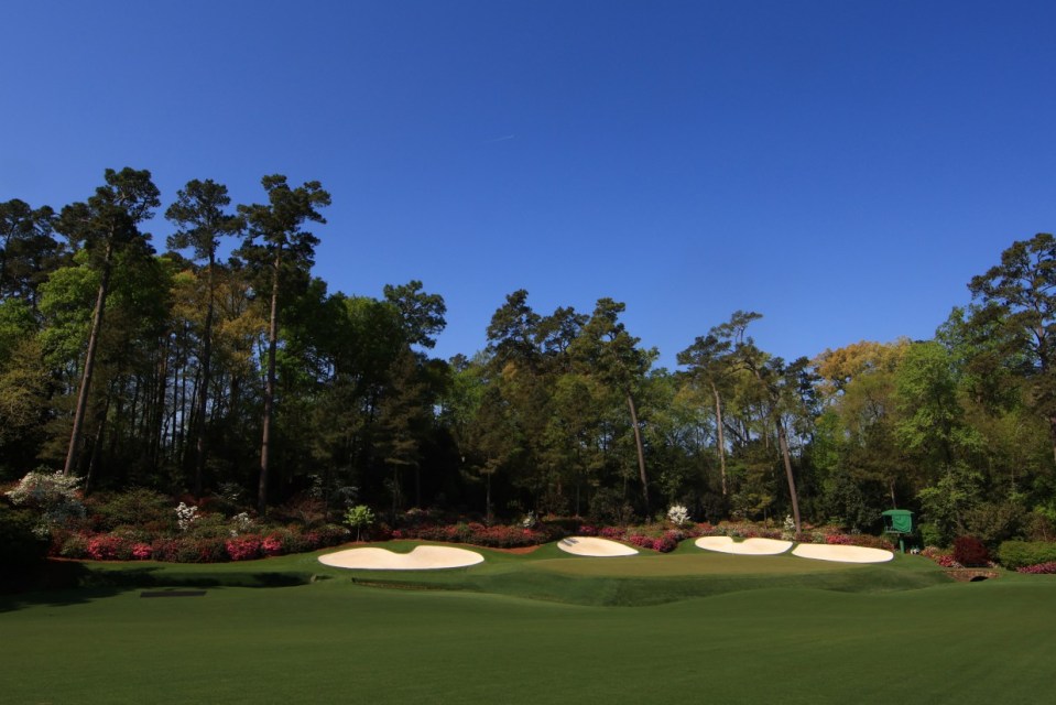 AUGUSTA, GEORGIA - APRIL 06: A general view of the 13th hole during a practice round prior to the Masters at Augusta National Golf Club on April 06, 2021 in Augusta, Georgia. (Photo by Mike Ehrmann/Getty Images)