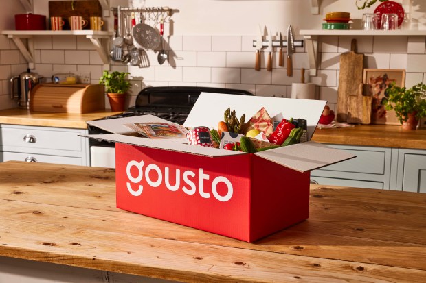 Gousto food box in a kitchen.