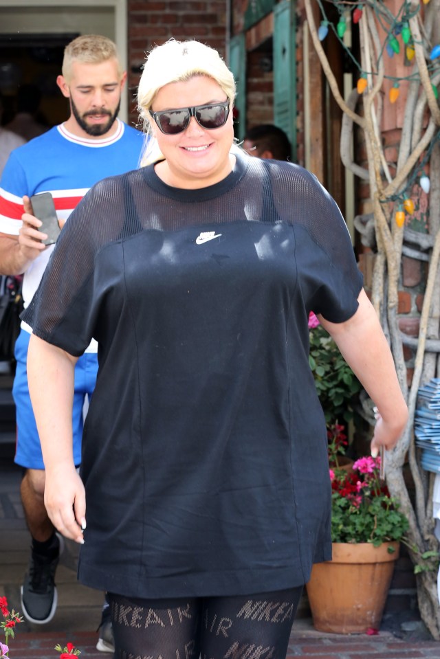 Gemma Collins leaving a restaurant.