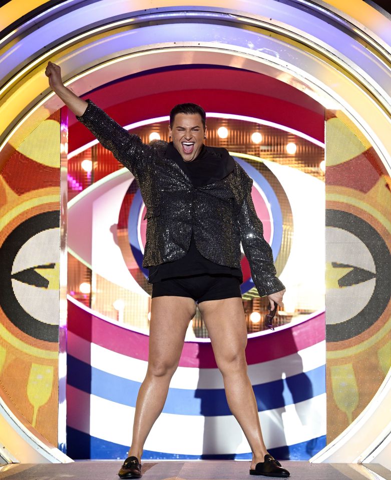 David Potts, winner of Celebrity Big Brother 2024, celebrates.