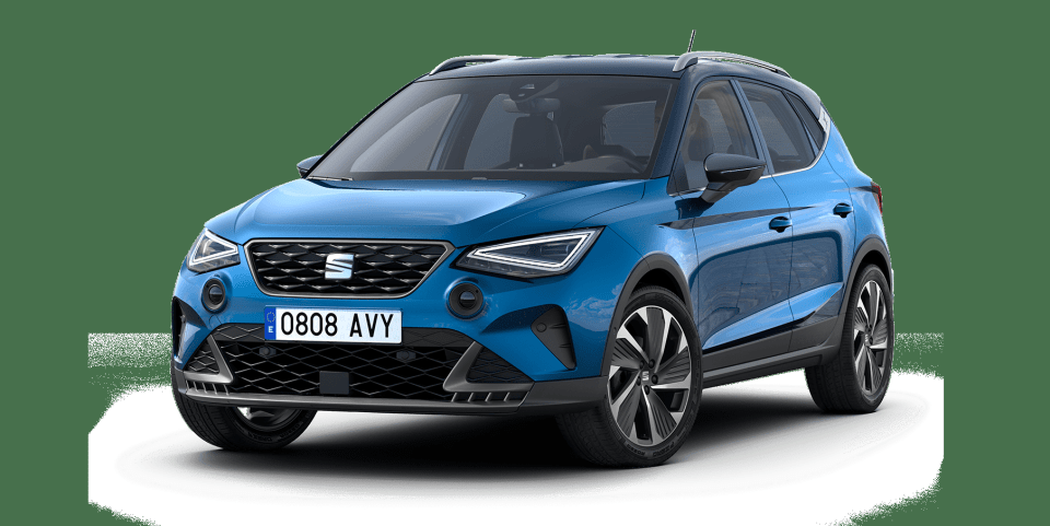Blue SEAT Arona SUV.