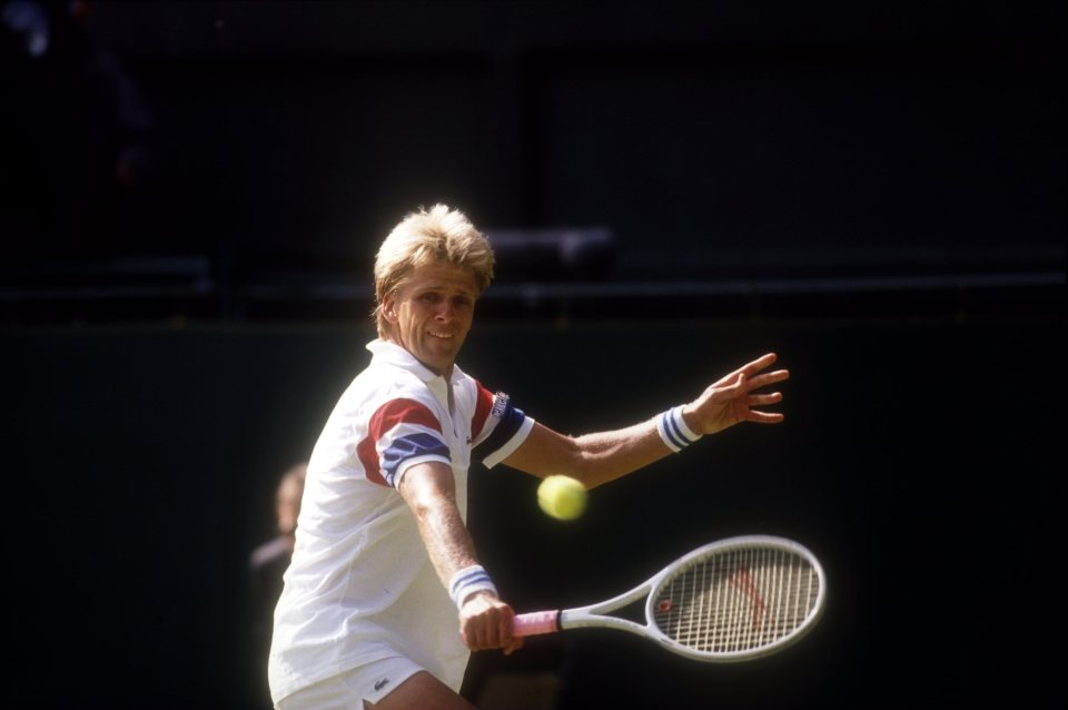 Andrew Castle playing tennis at Wimbledon.