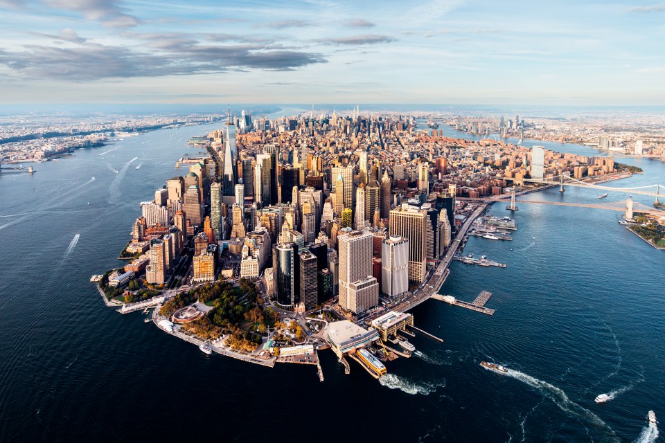 Aerial view of Lower Manhattan, New York City.