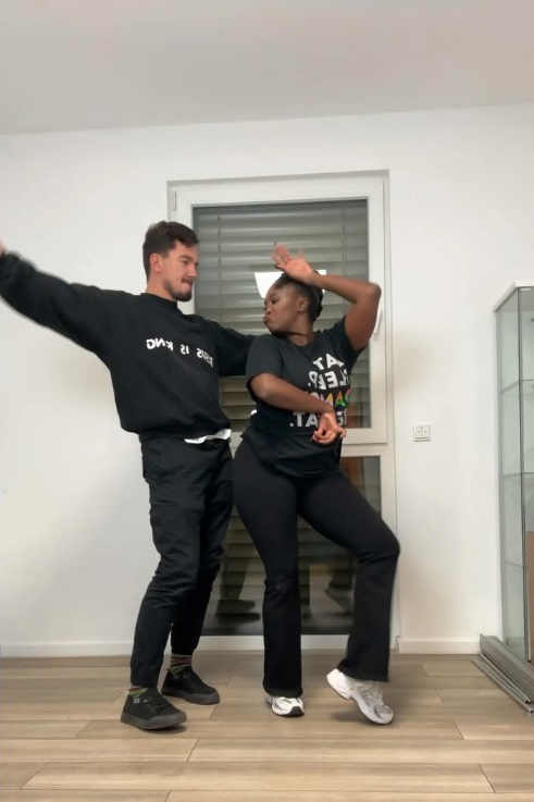 Two people dancing.