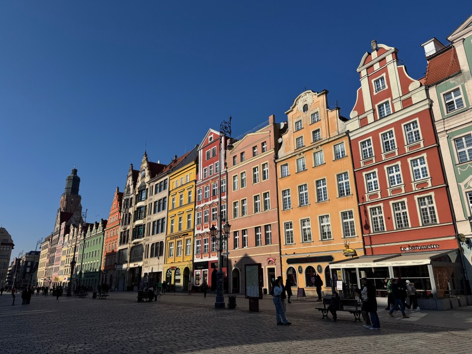 Colorful buildings in Wroclaw, Poland.