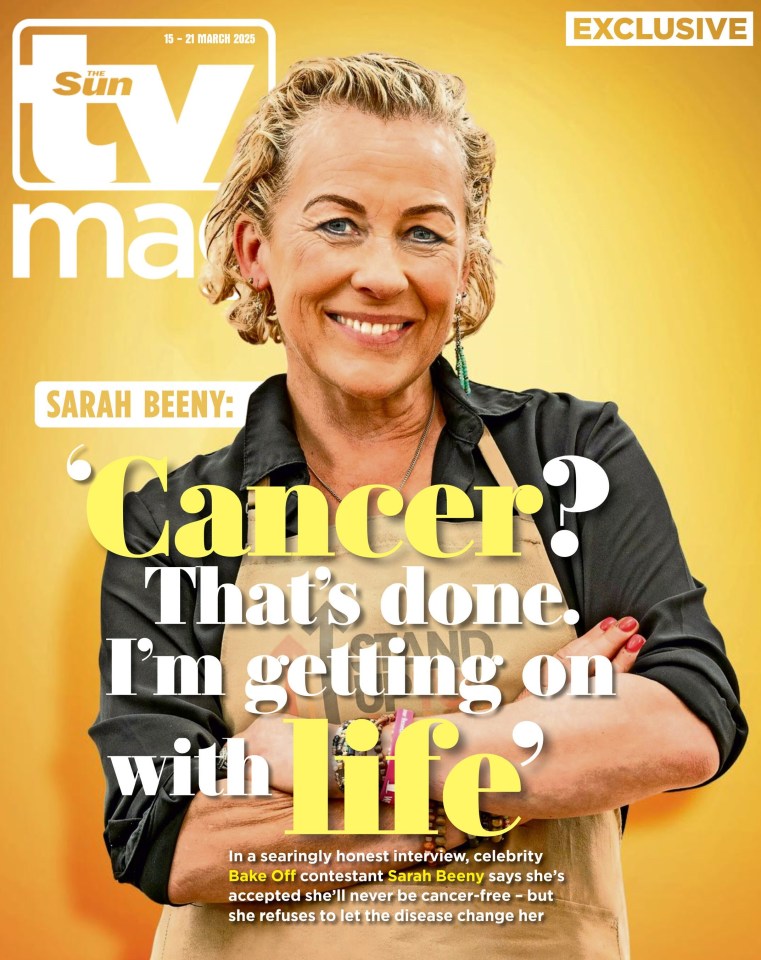 Magazine cover featuring Sarah Beeny; headline: "Cancer? That's done. I'm getting on with life."
