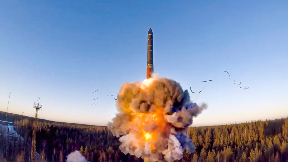 FILE - In this file photo taken from a video distributed by Russian Defense Ministry Press Service, on Wednesday, Dec. 9, 2020, a rocket launches from missile system as part of a ground-based intercontinental ballistic missile test launched from the Plesetsk facility in northwestern Russia. A Swedish arms watchdog says the worlds stockpiles of nuclear weapons are expected to increase in coming years after declining since the end of the Cold War. (Russian Defense Ministry Press Service via AP, File)