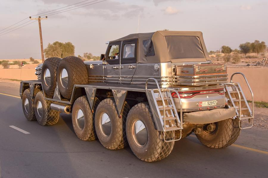 Large custom-built truck incorporating parts of a Dodge Dart.