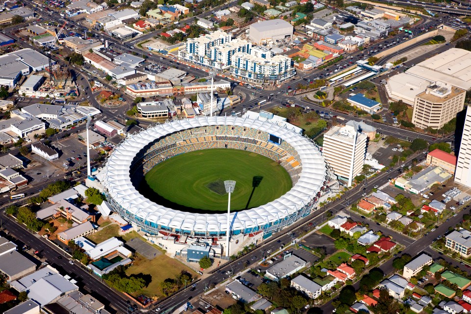 Aerial view of The Gabba cricket ground in Brisbane.