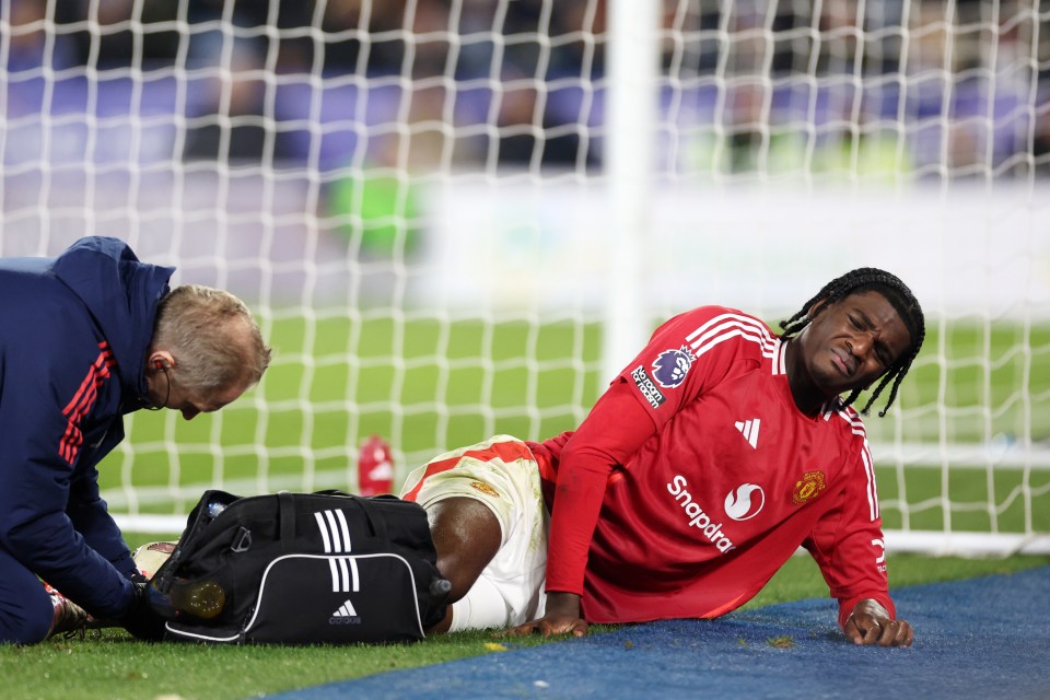 Manchester United player injured on the field.