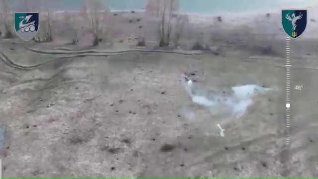 Aerial view of a military target being hit.