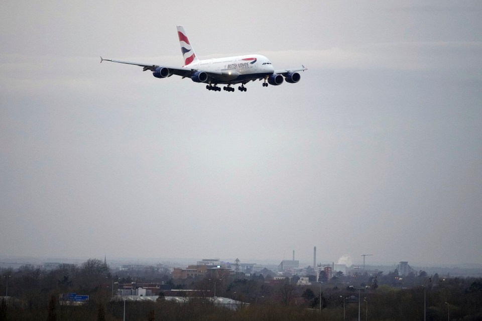 British Airways plane landing.