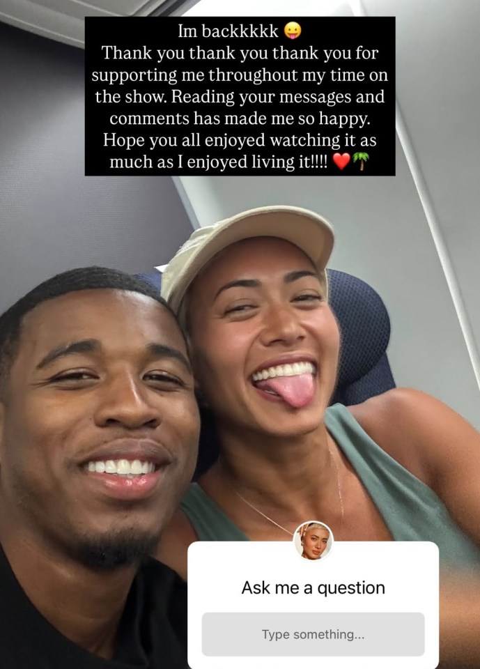 Kaz Crossley's Instagram post thanking fans after leaving Love Island.