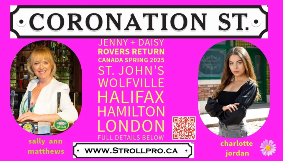 Promo image for Jenny and Daisy's Rovers Return Canada tour in Spring 2025.
