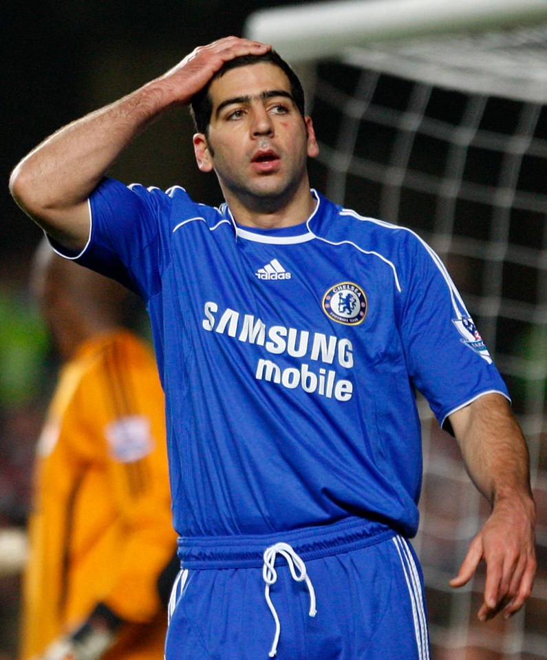 Tal Ben Haim of Chelsea reacting after missing a shot.