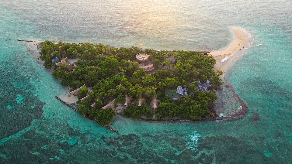 Aerial view of Corona Island.
