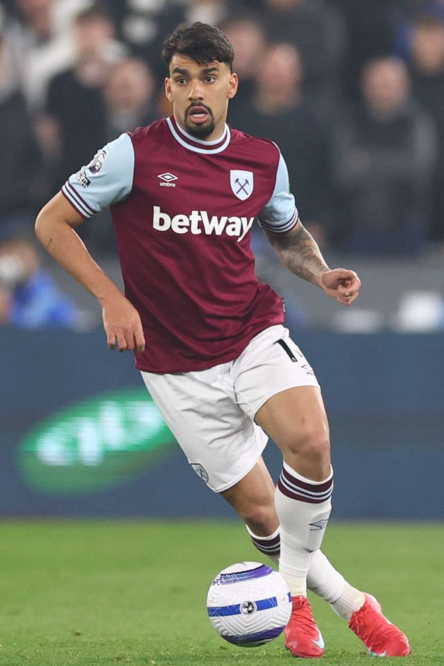 Lucas Paqueta of West Ham United playing soccer.