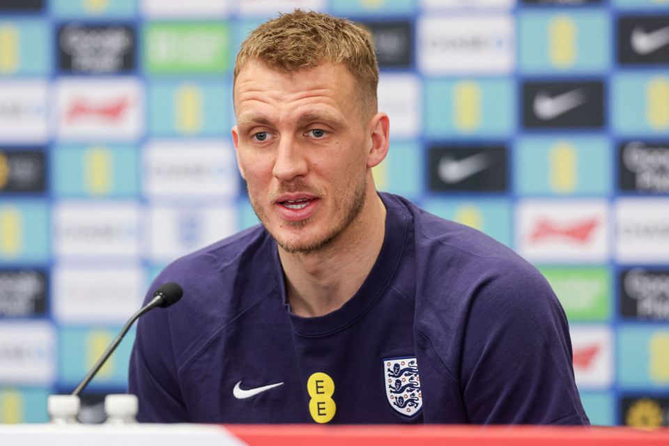 Dan Burn of the England national team at a media day.